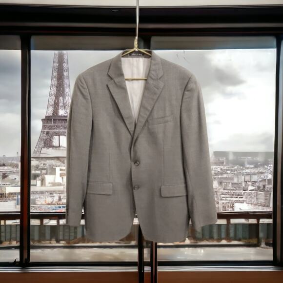 Versace WOOL Jacket Size 52  Gray w light Pinstripe Two Button Sport Coat Luxury - Picture 2 of 15